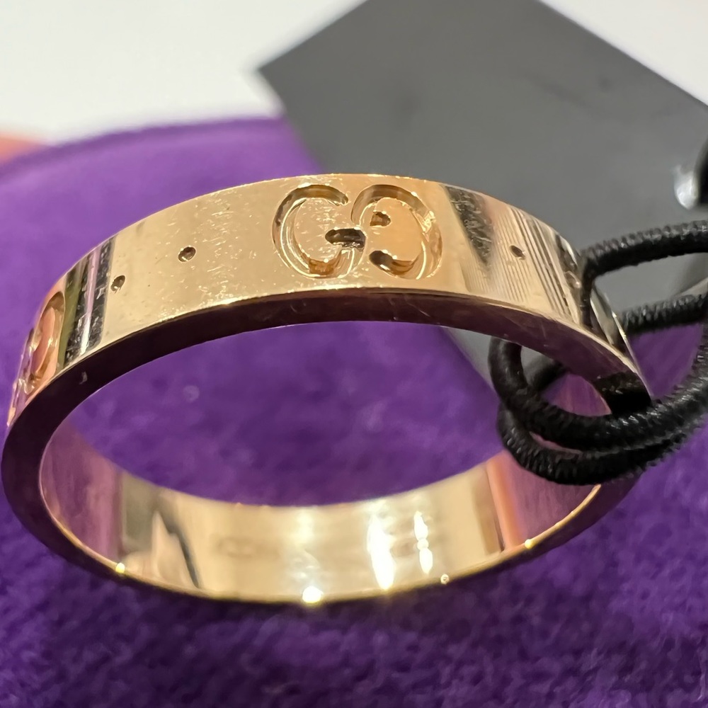 GUCCI Icon 18K Yellow Gold Thin Band Ring - Picture 7 of 11